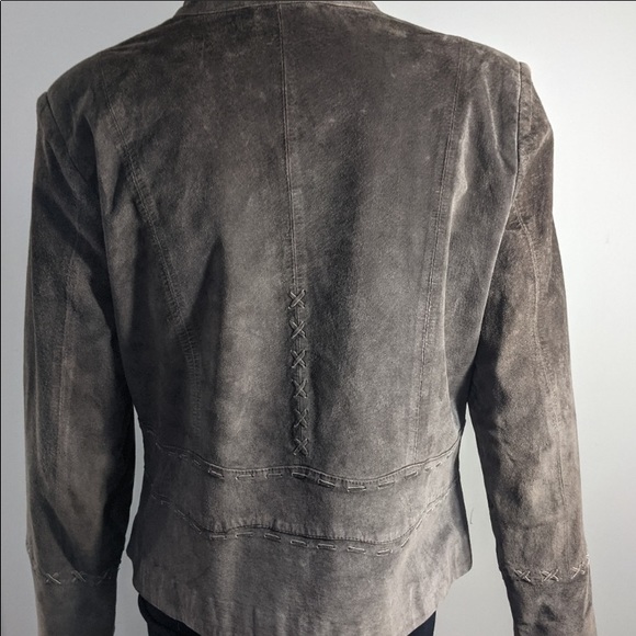 Genuine Suede Taupe Jacket w/ Lace Up Trim!!! Size L - Picture 4 of 15